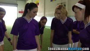 Sporty teen lesbians licking pussy