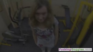 Horny teen riding cock of fitness instructor