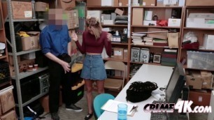 Sexy tall teen gets busted shoplifting by a horny officer who only wants to bang her pussy