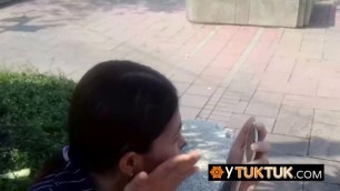 Cute Asian teen is getting fucked by a horny backpacker she met on the streets.