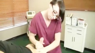 Teen Nurse Jacks off a Huge Dick