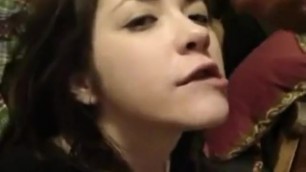 White Teen Gets Cumshot Facial while doing Duck Face