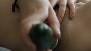 Big Cucumber makes my Tight Pussy Soaked as Fuck