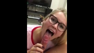 Snapchat oral sex and facial cum on nerdy college girl