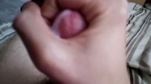 Hot skinny twink teen male with big dick masturbates and cums over.....