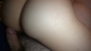 Skinny chick rides fat guys hard cock!