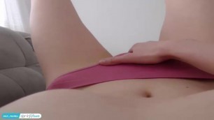Shy teen plays with her pussy play through panties POV