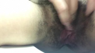 Very hairy pussy wet moans