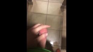 Young gay student cums in his dorm public bathroom