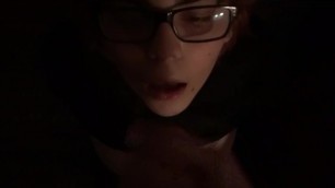 Cute nerdy grill gets cum on her face