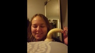 Teen Slaps Dildo Cock on her Face and Sucks It