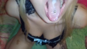 Tied teen blonde fucked and cum in mouth