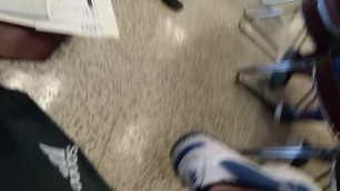 18yo at NJ DMV candid feet, wiggling toes