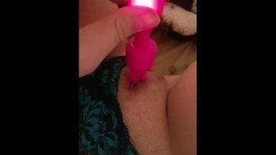 Vib on shaved virgin pussy