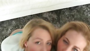 Blonde MILF And Teen Making Up A Wicked Blowjob Team