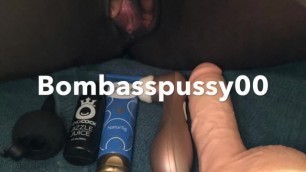 Bombasspussy00 riding monsterdildo with fake cum+ massive squirt at the end