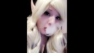 Cute Elf Teen Girl Vapes Elven Cosplay [ Vape Fetish ]